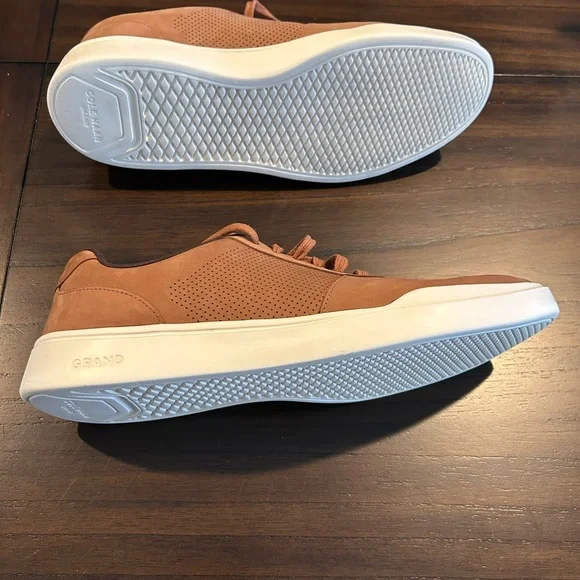 Cole Haan Brown Perforated Leather Lace-Up Sneakers - Picture 2 of 5